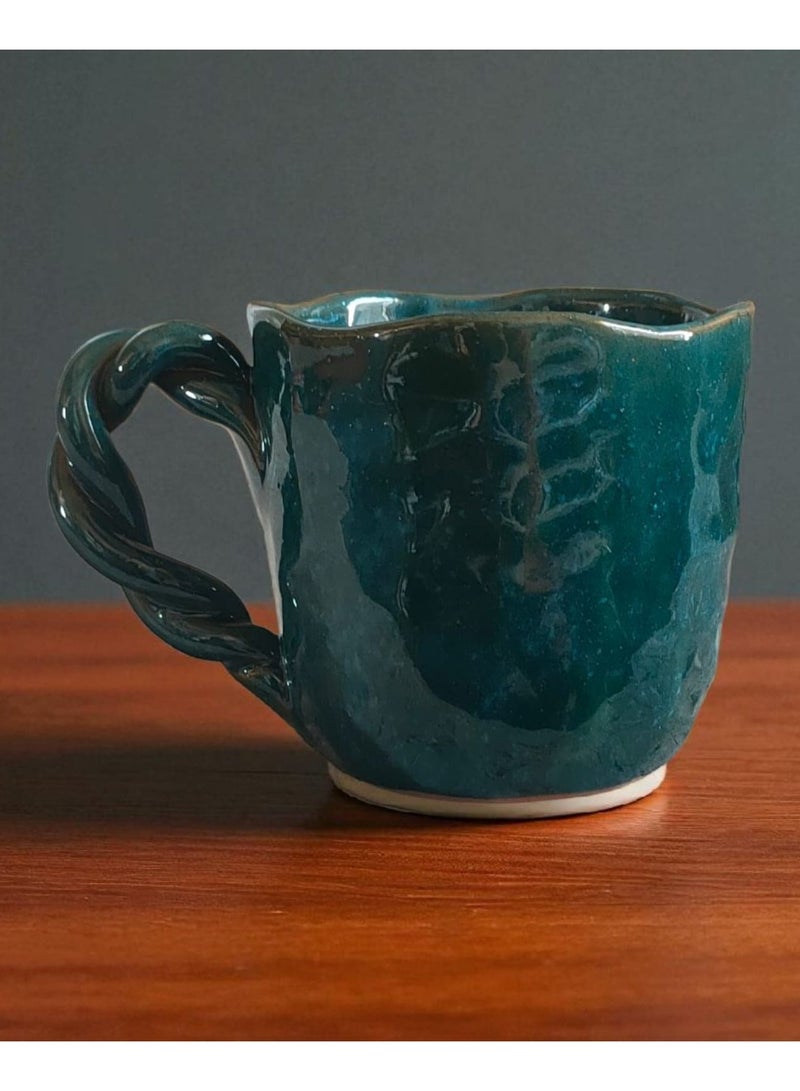 color zone pottery 300ml ceramic and earthenware mug, each piece is unique, microwave safe  - Image 1