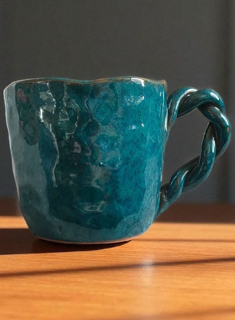color zone pottery 300ml ceramic and earthenware mug, each piece is unique, microwave safe  - Image 2