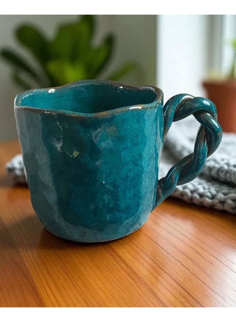 color zone pottery 300ml ceramic and earthenware mug, each piece is unique, microwave safe  - Image 3