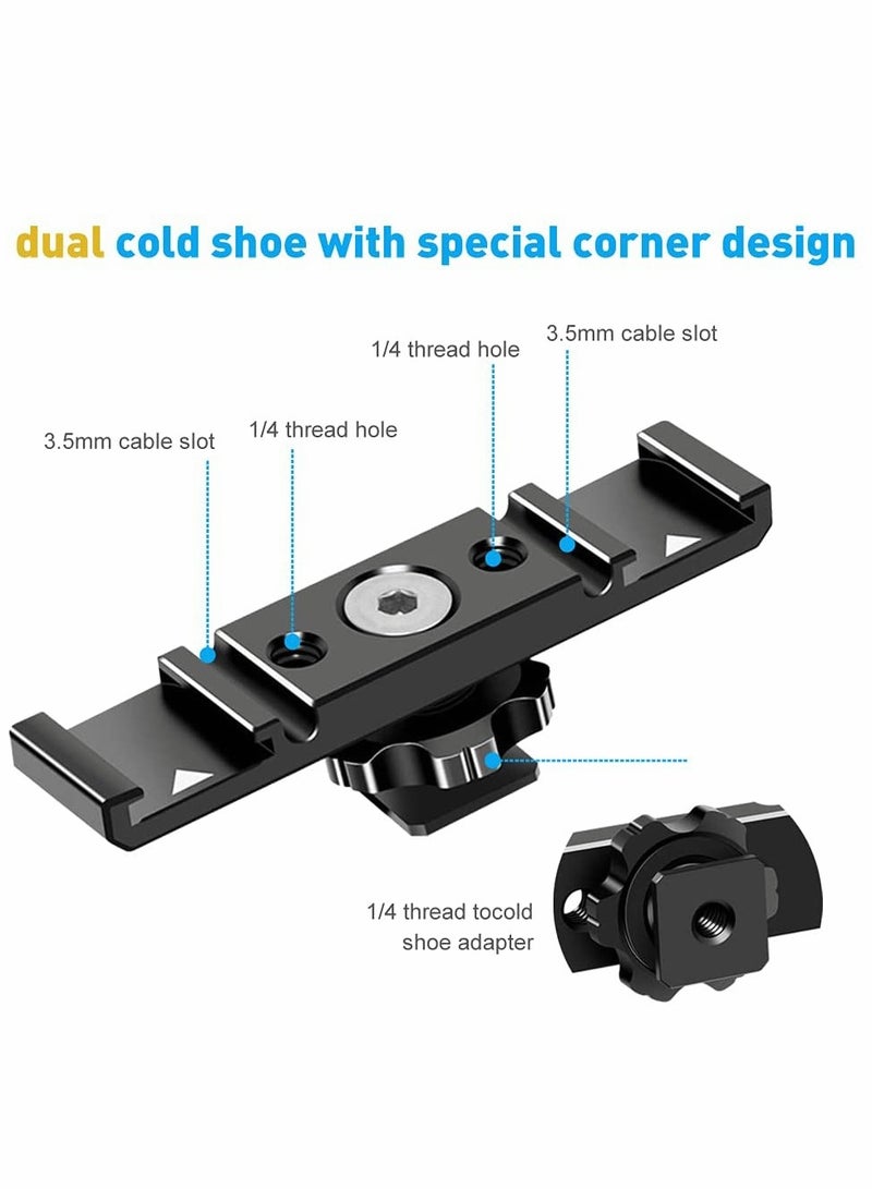 SYOSI Hot Shoe Extension Bar, Dual Cold Shoe Mount Plate Adapter, Dual Hot Shoe Extension Bar, for Monitor Microphone LED Video Light, for Sony Canon Nikon DSLR Compact Camera Vlog Film - Image 2