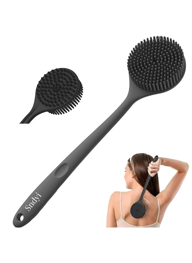 Sndyi SNDYI Premium Soft Silicone Back Scrubber Shower Bath Body Brush with Long Handle Back Scrubber | BPA-Free | For Men and Women (BLACK)  - Image 1