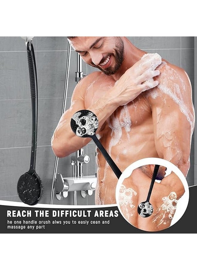 Sndyi SNDYI Premium Soft Silicone Back Scrubber Shower Bath Body Brush with Long Handle Back Scrubber | BPA-Free | For Men and Women (BLACK)  - Image 2