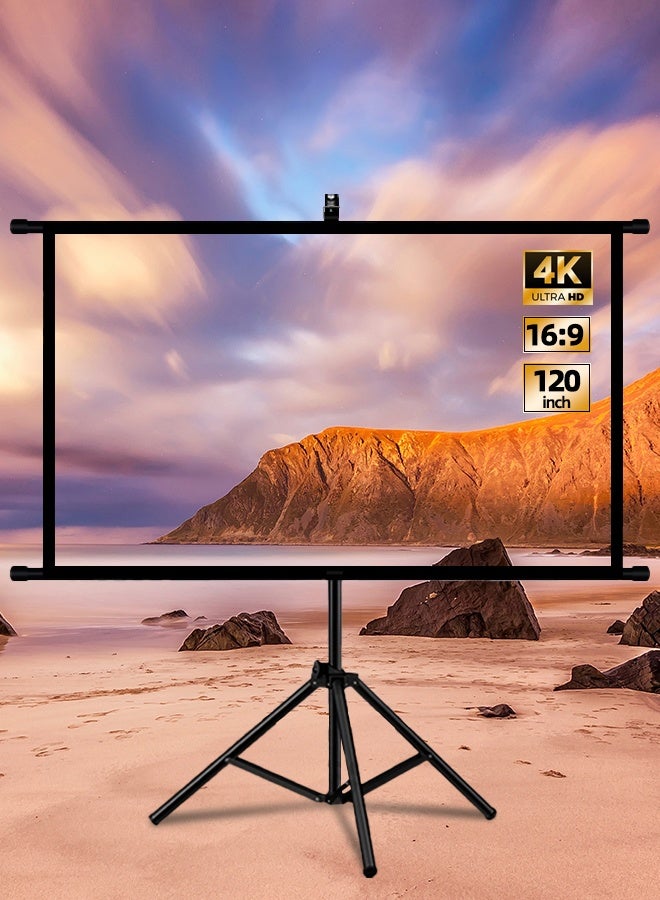 VINNYSEN 120 Inch ALR Projection Screen with Stand Portable Outdoor Projector Screen 4K HD 16:9, Anti-Light & Wrinkle-Free Movie Screen for Home Theater, Camping & Wall Mounted Use, with Tripod - Image 1