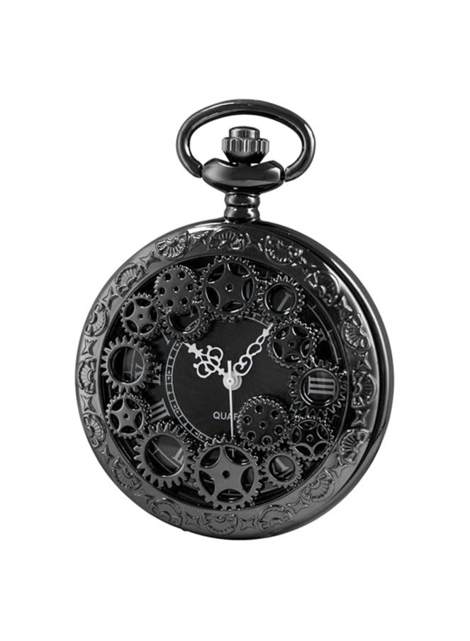 SwitchMe Black Gear Hollow Pattern Pocket Watch Black Roman Numeral Scale Quartz Pocket Watches for Men - Image 3