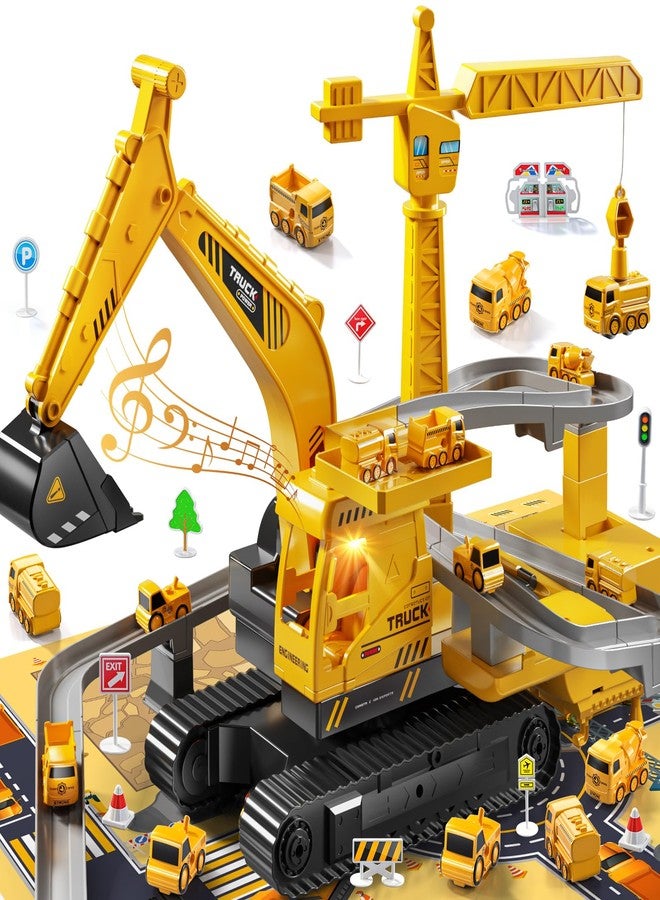 KIZONLY ألعاب حفارات البناء من كيزونلي للأولاد من 3 إلى 5 سنوات - مسارات سباق حفارات هندسية مع رافعة حفارة، وألعاب سيارات رملية مع صوت وإضاءة، وهدايا عيد ميلاد للأطفال الصغار من الأولاد والبنات من عمر 3 إلى 6 سنوات - Image 1
