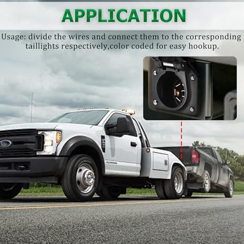 Ruibapa 7 Pin Trailer Plug,7 Way RV Trailer Light Connector Socket, 7 Prong Trailer Plug Wiring Harness Adapter Quick Converter with Mounting Bracket,for RV,Camper,Truck,Trailer, 7 Blade Trailer Plug - Image 5