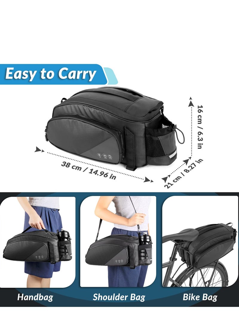 SYOSI Bicycle Rack Bag, 12L Multifunctional Waterproof Reflective Bicycle Rear Seat Bag Cycling Bike Rack Seat Bag Rear Trunk Pannier Backseat Bag Handbag Shoulder Bag  - Image 5