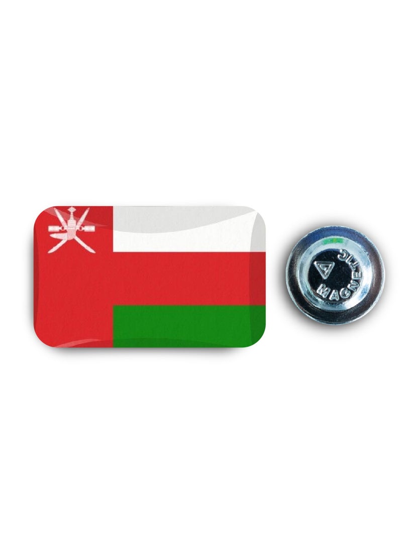 971MEDIA - Oman Flag - Metal Badge Epoxy Coated with Magnetic Pin that Doesn't Tear Clothes - Image 1