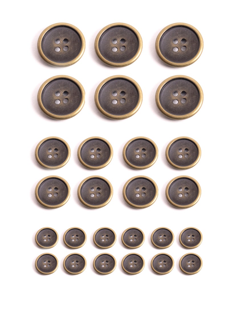 26pcs Round Metal Button Set. Sewing metal Button for Unisex. (Bronze Color) - Image 2