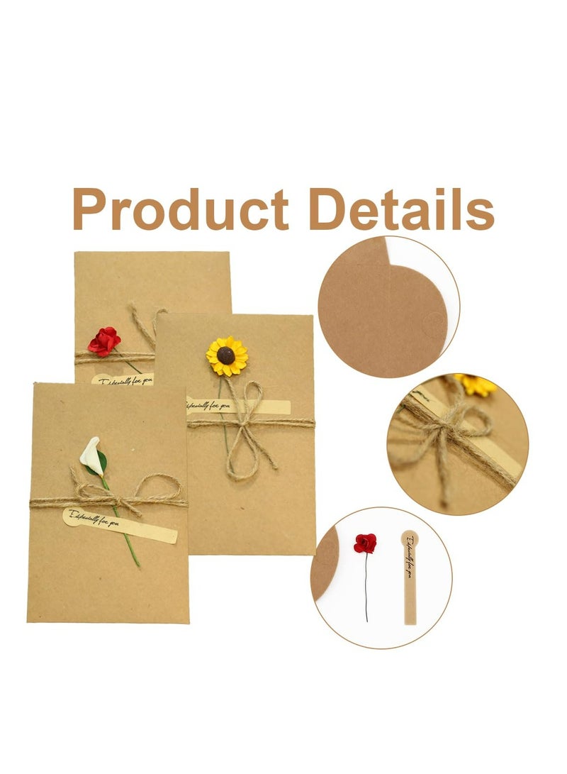 Oasisgalore Flower Thank You Card 4 Pack All Occasion Greeting Card Handmade Invitation Card with Envelopes  - Image 3
