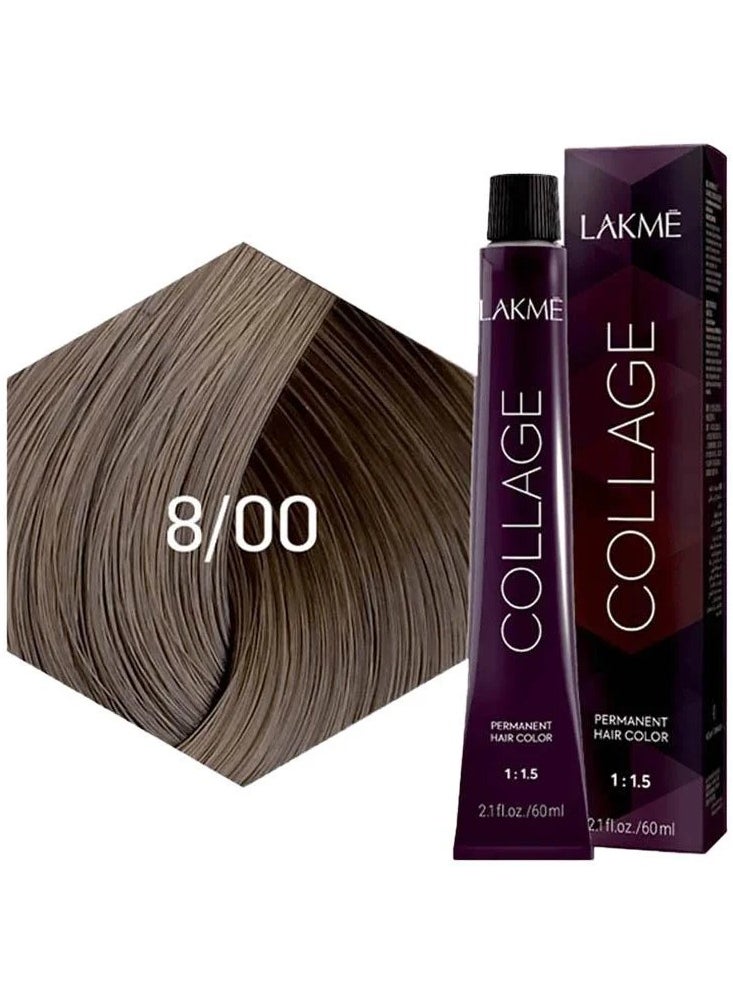 LAKME Collage Permanent Hair Color 8/00 Light Blonde  and Oxidant Cream Color Developer 18 Vol 5.4% - 90 ml  - Image 2