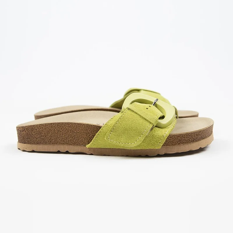 Manijero Manijero Alandra Women's Genuine Leather Pistachio Green Slippers