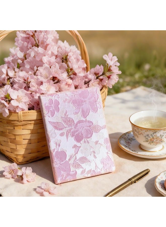 ipoul Pink Notebook, A5, Ruled Journal, Hardcover, Lay-flat, Embroidered Flower Journal, Beautiful Journal, Cute Notebooks for Women, Gift for Her, Writing Journal, Gratitude Journal, Peach Blossom - Image 2