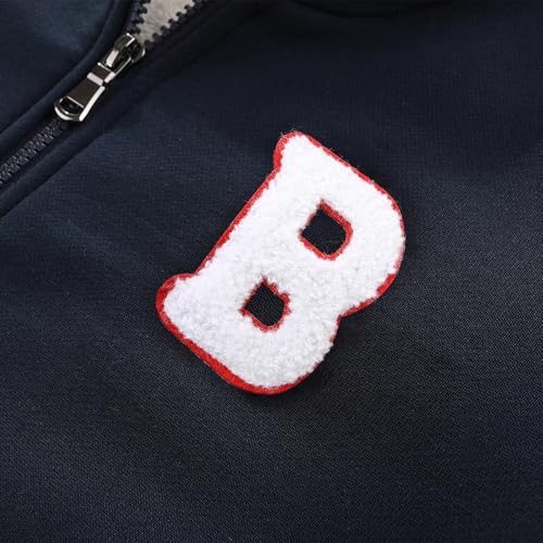 Bumeex Kids Boy's Jacket Hoodie Clothes Fall Winter Sherpa Fleece Lined Clothing Outfits Sweatshirt Navy/Grey/Red Size 8-9 Years - Image 3