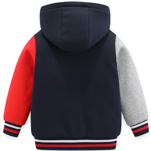 Bumeex Kids Boy's Jacket Hoodie Clothes Fall Winter Sherpa Fleece Lined Clothing Outfits Sweatshirt Navy/Grey/Red Size 8-9 Years - Image 2