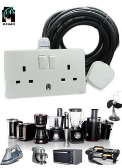 Hassan Hassan Double Socket Extension Cord 13A With Wall Attachment  - Image 3