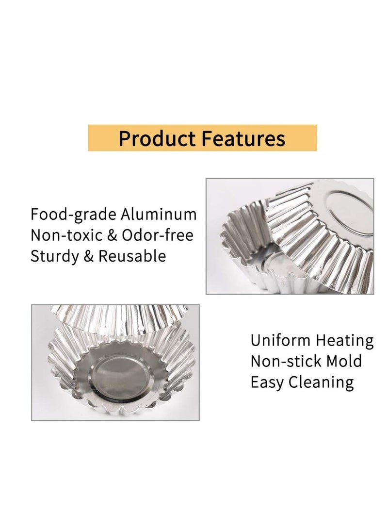 SYOSI Egg Tart Molds 24 Pcs, Non-Stick and Reusable Tart Pan for Baking, Aluminum Mini Mould for Tarts, Pies, Cupcakes, Mini Cakes, Pudding, Jello and Chocolate  - Image 3