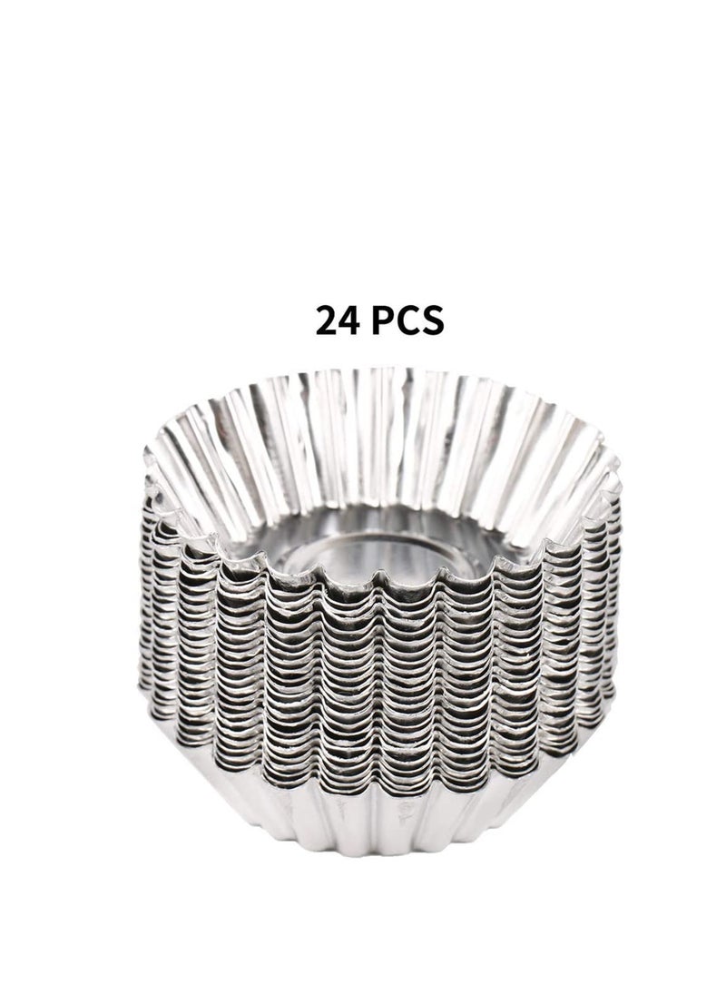 SYOSI Egg Tart Molds 24 Pcs, Non-Stick and Reusable Tart Pan for Baking, Aluminum Mini Mould for Tarts, Pies, Cupcakes, Mini Cakes, Pudding, Jello and Chocolate  - Image 4