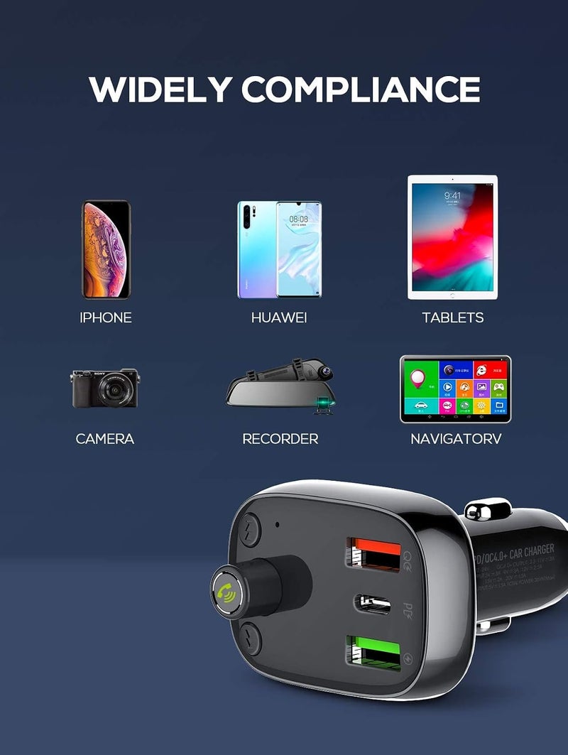 LDNIO C704Q Universal Bluetooth FM transmitter and car charger PD/QC4 + USB Type-C cable - Image 2