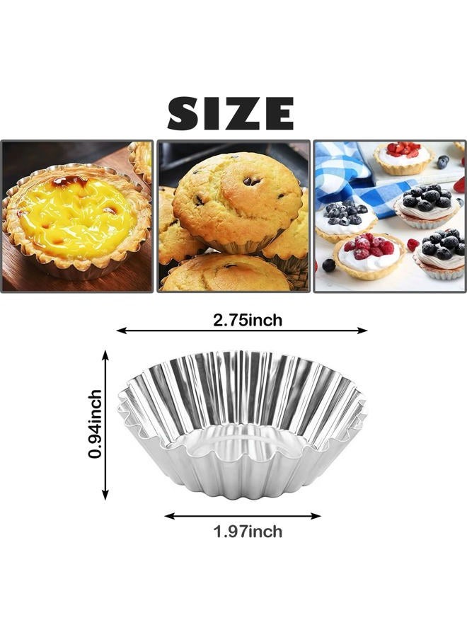 MXYEVL 35Pcs Mini Tart Pans Egg Tart Mold, 2.75" Aluminium Mini Pie Tins Reusable Tart Pans for Baking - Image 2