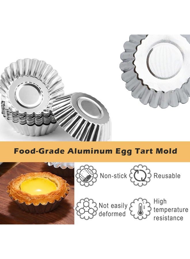 MXYEVL 35Pcs Mini Tart Pans Egg Tart Mold, 2.75" Aluminium Mini Pie Tins Reusable Tart Pans for Baking - Image 4