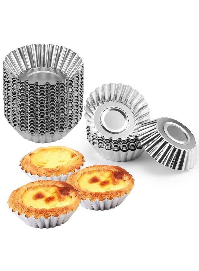 MXYEVL 35Pcs Mini Tart Pans Egg Tart Mold, 2.75" Aluminium Mini Pie Tins Reusable Tart Pans for Baking - Image 1