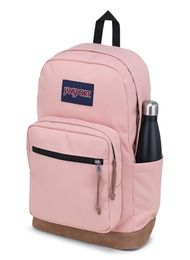 جان سبورت حقيبة ظهر JanSport Right Pack - حقيبة مدرسية، أو حقيبة سفر، أو حقيبة عمل، أو حقيبة كمبيوتر محمول بقاعدة من جلد الغزال وجيب لزجاجة الماء، لون وردي ضبابي - Image 3
