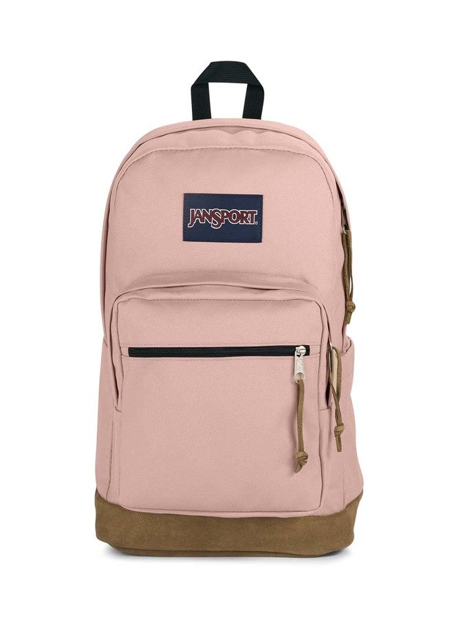جان سبورت حقيبة ظهر JanSport Right Pack - حقيبة مدرسية، أو حقيبة سفر، أو حقيبة عمل، أو حقيبة كمبيوتر محمول بقاعدة من جلد الغزال وجيب لزجاجة الماء، لون وردي ضبابي - Image 1