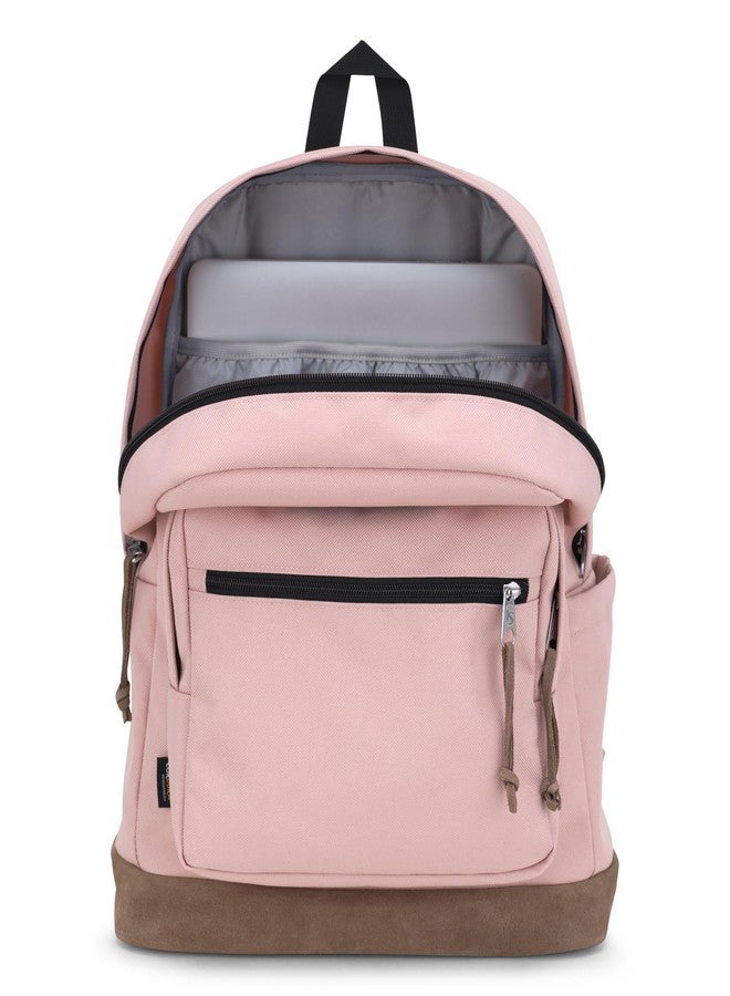 جان سبورت حقيبة ظهر JanSport Right Pack - حقيبة مدرسية، أو حقيبة سفر، أو حقيبة عمل، أو حقيبة كمبيوتر محمول بقاعدة من جلد الغزال وجيب لزجاجة الماء، لون وردي ضبابي - Image 5