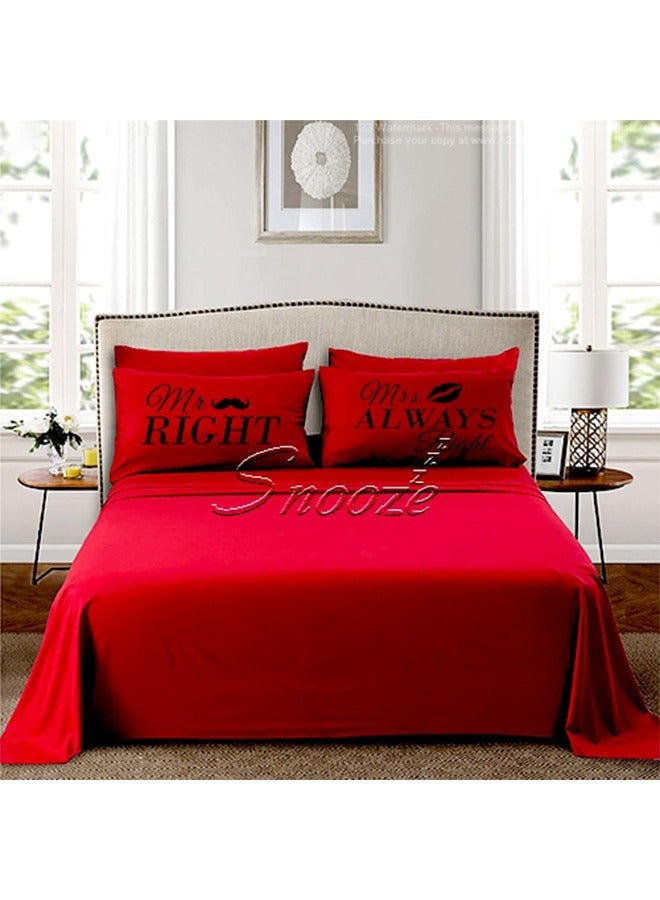 snooze Pillowcases set, 2 pcs, 45*65 cm, (MR& MRs design) Red - Image 2