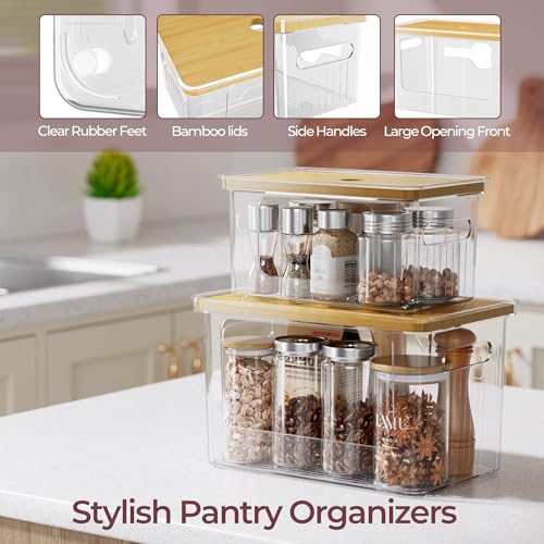 Delamu Acrylic Trash Bag Holder, 2 Pack (XL+S) Stackable Garbage Bag Dispenser, Clear Organizer Bins for Under Sink Organization, Pantry Storage, Cabinet, Kitchen, Laundry, Bathroom - Image 3