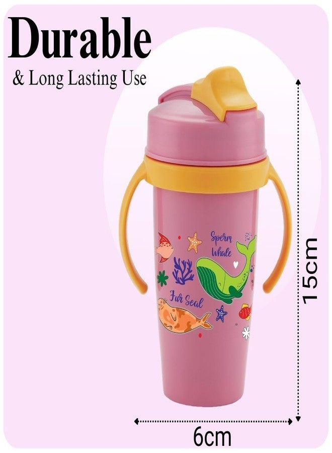 Zerya Stainless Steel Double Walled 360ml BPA-Free Sippy Cup Anti-Spill Soft Silicone Spout Baby Sipper Water Bottle with Straw and Side Handle for Kids (Snozzy - Pink) - Image 5