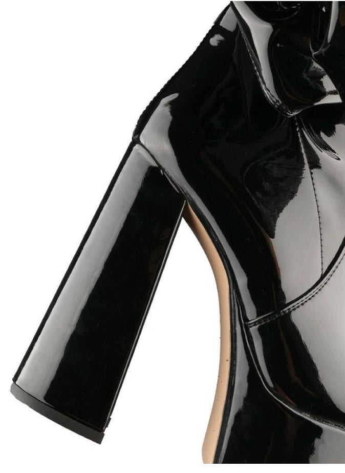 Loquat Womens Solid Over The Knee Boots Thigh High Chunky Heel Round Toe Long Boots Elegant Classic Fashion Tall Boots Black  - Image 3