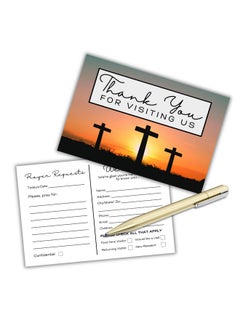 Lashicorn Church Visitor Cards To Fill Out Welcome Prayer Request | 50 Pk 4 X 6” Postcards Pack Bulk Thank You For Visiting Pew Tracts Soul Winning Three Crosses Jesus Saves  - Image 5