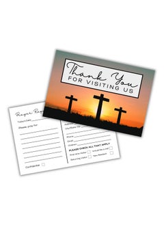 Lashicorn Church Visitor Cards To Fill Out Welcome Prayer Request | 50 Pk 4 X 6” Postcards Pack Bulk Thank You For Visiting Pew Tracts Soul Winning Three Crosses Jesus Saves  - Image 1