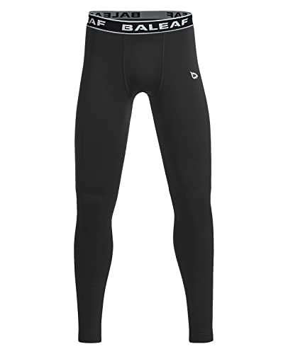 baleaf Boys Fleece Compression Leggings Youth Pants Kids Tights Football Basketball Baseball Sports Cold Weather Gear Black Size M - Image 1