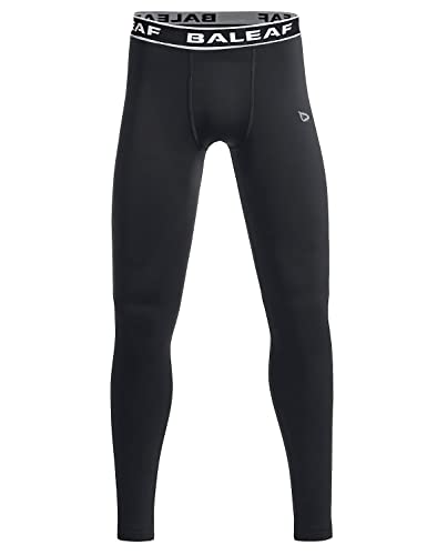 baleaf Boys Fleece Compression Leggings Youth Pants Kids Tights Football Basketball Baseball Sports Cold Weather Gear Black Size M - Image 4