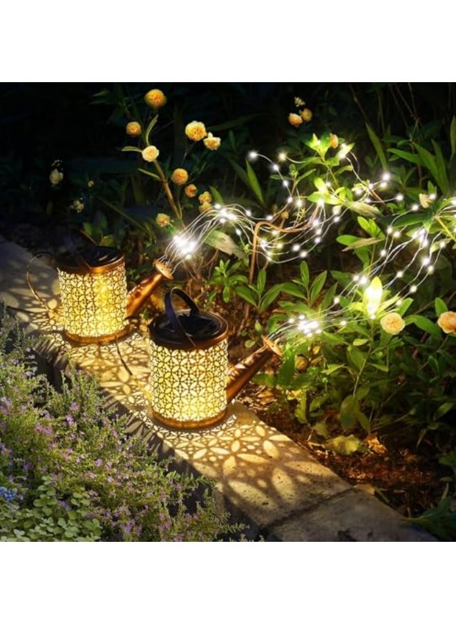 GGEROU 2Pcs Solar Watering Can Lights, Waterfall Lights Waterproof Solar Garden Light Diya Diwali Light,Auto Light Up At Dark ,LED Garden Shower Lights  - Image 3