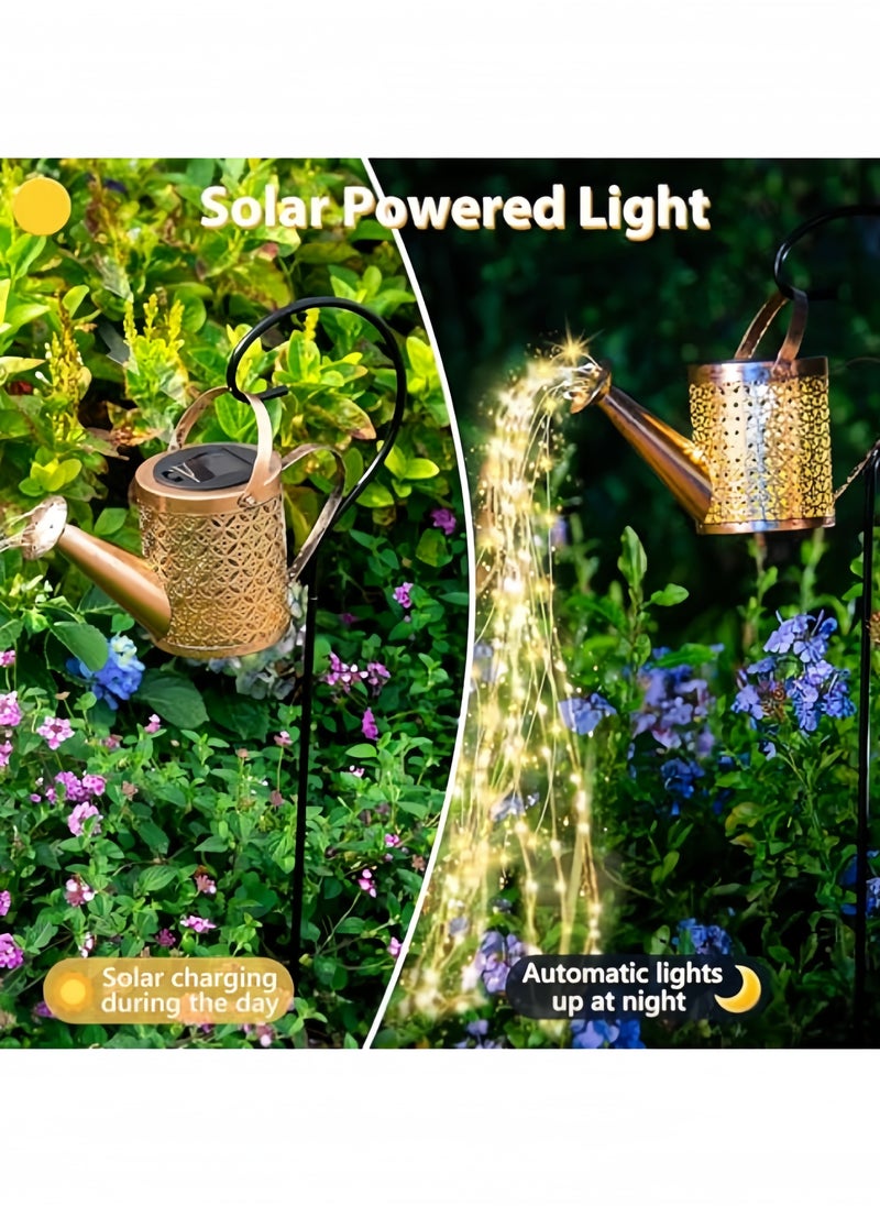 GGEROU 2Pcs Solar Watering Can Lights, Waterfall Lights Waterproof Solar Garden Light Diya Diwali Light,Auto Light Up At Dark ,LED Garden Shower Lights  - Image 2