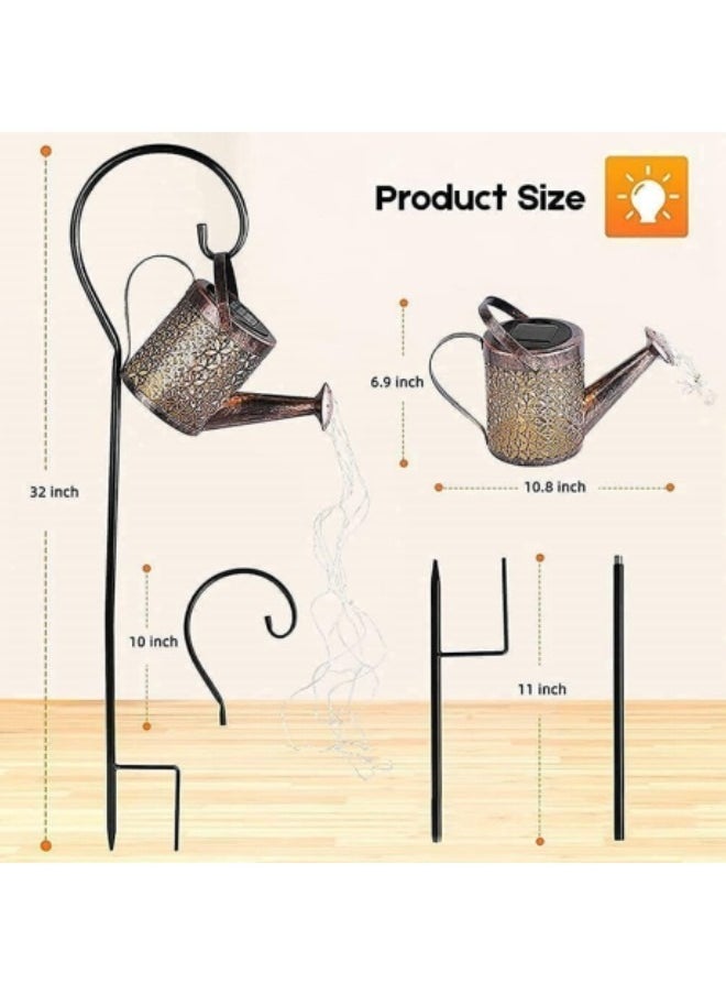 GGEROU 2Pcs Solar Watering Can Lights, Waterfall Lights Waterproof Solar Garden Light Diya Diwali Light,Auto Light Up At Dark ,LED Garden Shower Lights  - Image 4