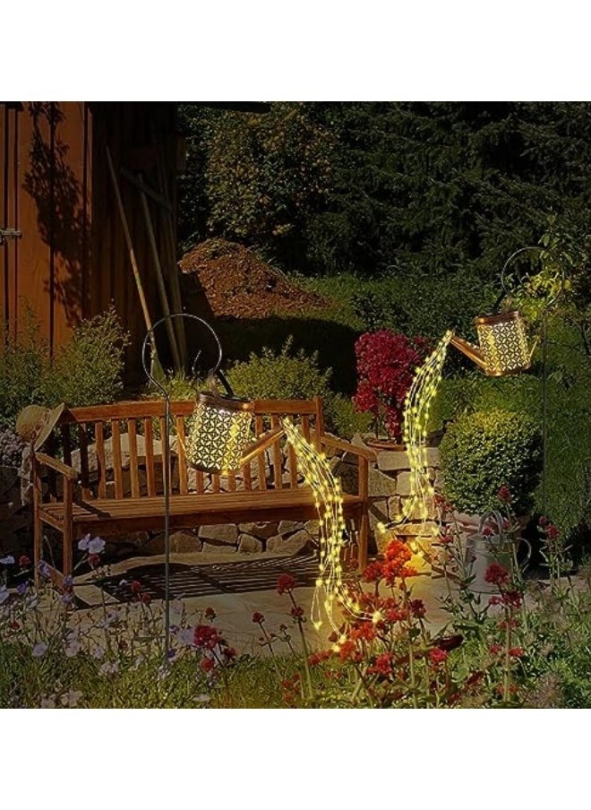 GGEROU 2Pcs Solar Watering Can Lights, Waterfall Lights Waterproof Solar Garden Light Diya Diwali Light,Auto Light Up At Dark ,LED Garden Shower Lights  - Image 5