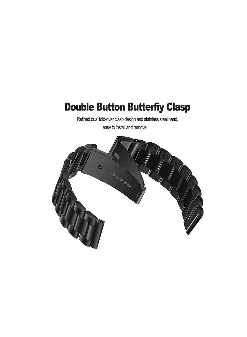 Quick Release Stainless Steel Metal Replacement Straps 20mm Compatible With 20mm For Galaxy Watch 4 44mm 40mm / 4 Classic 46mm 42mm Smartwatch - BLACK - Image 1