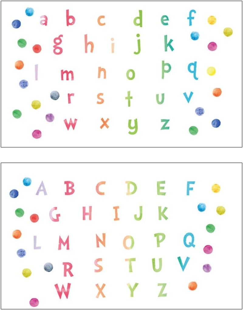 BESTonZON Educational Alphabet Wall Stickers Set, DIY Watercolor Polka Dot Upper Lowercase Letters, Self-Adhesive Nursery Decor for ’ Rooms, 2 Sheets - Image 1