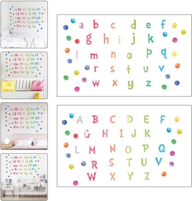 BESTonZON Educational Alphabet Wall Stickers Set, DIY Watercolor Polka Dot Upper Lowercase Letters, Self-Adhesive Nursery Decor for ’ Rooms, 2 Sheets - Image 5