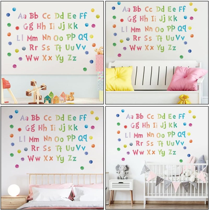 BESTonZON Educational Alphabet Wall Stickers Set, DIY Watercolor Polka Dot Upper Lowercase Letters, Self-Adhesive Nursery Decor for ’ Rooms, 2 Sheets - Image 4