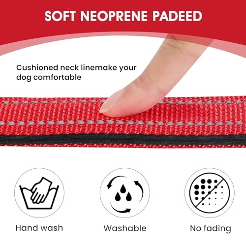 PenSeepet Reflective Dog Collar Padded with Soft Neoprene Breathable Quick Release Basic Dog Collars for Puppy Small Dogs Red Girl Boy - Image 3