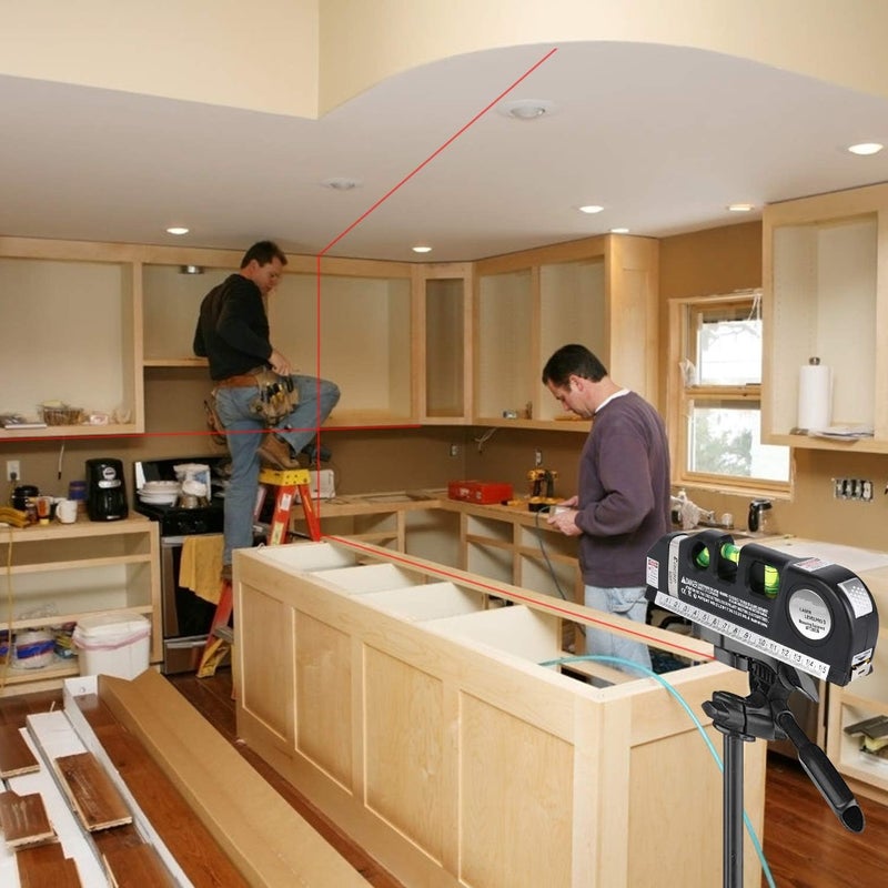 KBZONE Laser Level Tool, Multipurpose Laser Level Kit Standard Cross Line Laser level Laser Line leveler Beam Tool with Standard Measure Tape and Metric Rulers for Hanging Pictures Tile Walls - Image 5