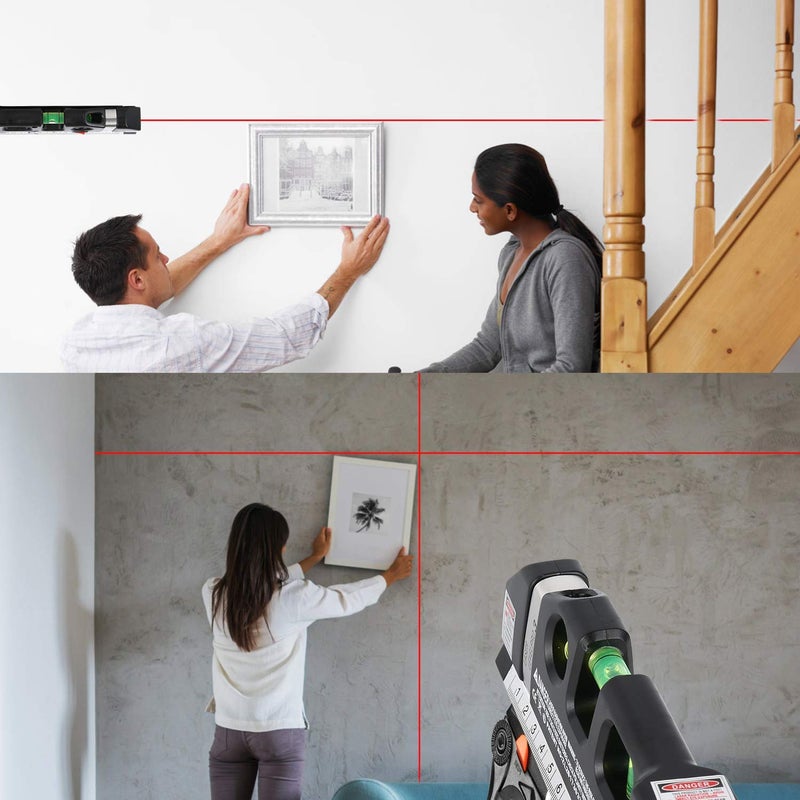 KBZONE Laser Level Tool, Multipurpose Laser Level Kit Standard Cross Line Laser level Laser Line leveler Beam Tool with Standard Measure Tape and Metric Rulers for Hanging Pictures Tile Walls - Image 4
