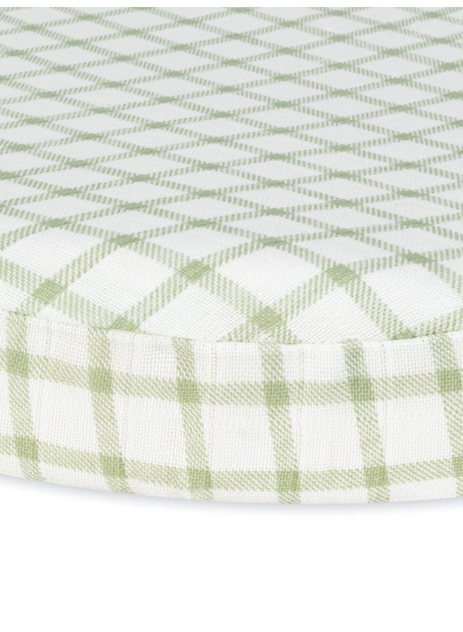 Under The Nile Organic Cotton Muslin - Bassinet Sheet - Sage Windowpane, 26" x 18" - Image 1