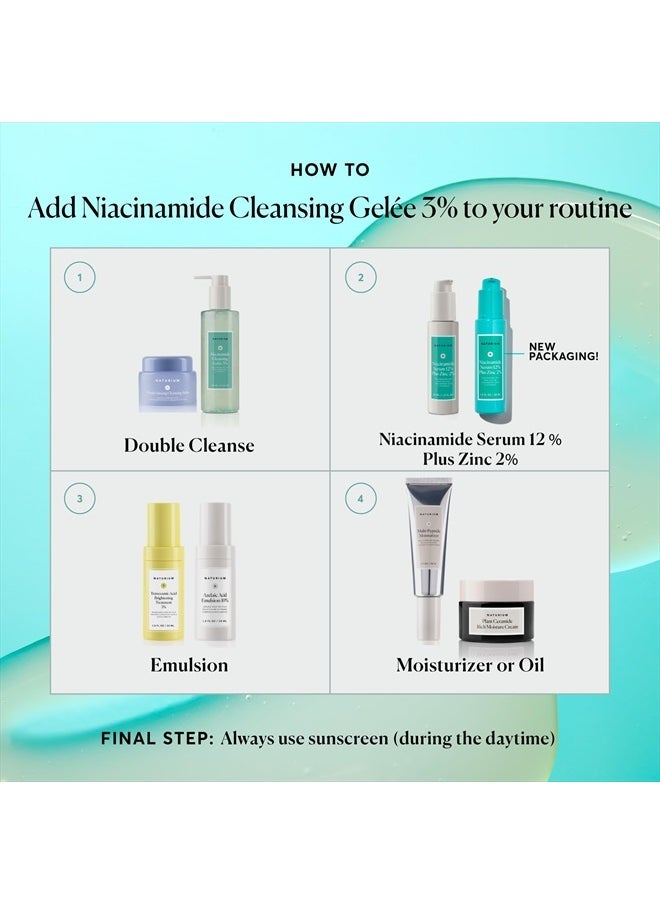 NATURIUM Niacinamide Cleansing Gelée 3% Plus Hyaluronic Acid & Vitamin C, Gentle & Smoothing Face Wash, 7.1 oz  - Image 4